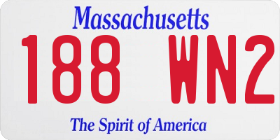 MA license plate 188WN2