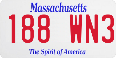 MA license plate 188WN3