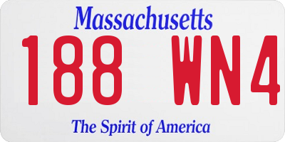 MA license plate 188WN4