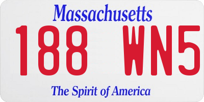 MA license plate 188WN5