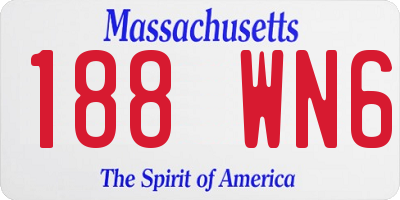 MA license plate 188WN6