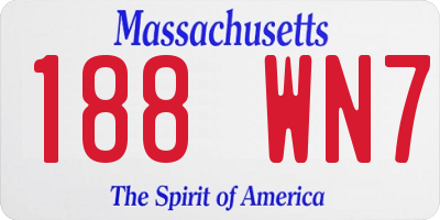MA license plate 188WN7