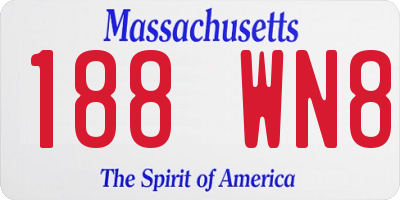 MA license plate 188WN8