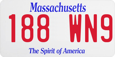 MA license plate 188WN9