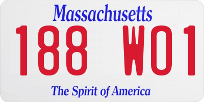 MA license plate 188WO1