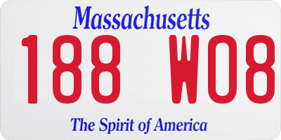MA license plate 188WO8