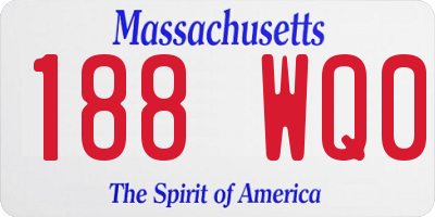 MA license plate 188WQ0
