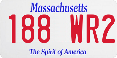 MA license plate 188WR2