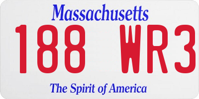 MA license plate 188WR3