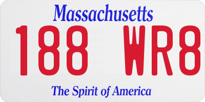 MA license plate 188WR8