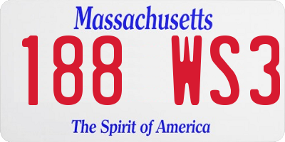 MA license plate 188WS3