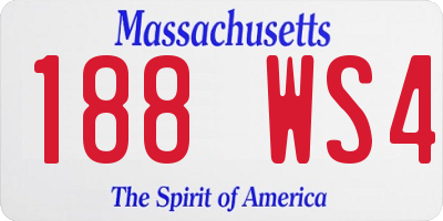 MA license plate 188WS4