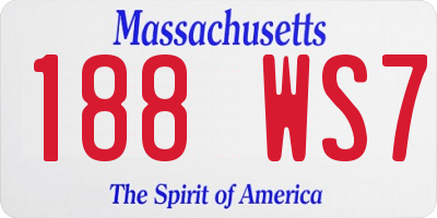 MA license plate 188WS7