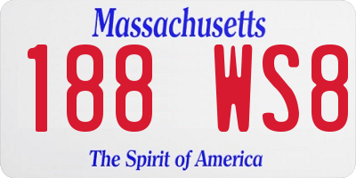 MA license plate 188WS8