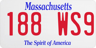 MA license plate 188WS9