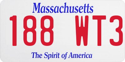 MA license plate 188WT3