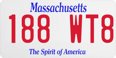 MA license plate 188WT8