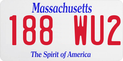 MA license plate 188WU2