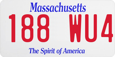 MA license plate 188WU4