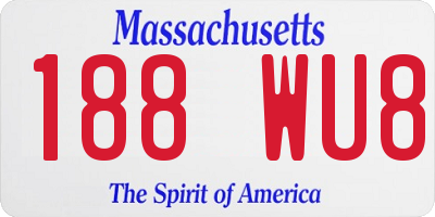 MA license plate 188WU8