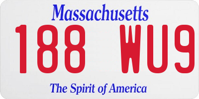 MA license plate 188WU9