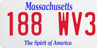 MA license plate 188WV3
