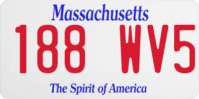 MA license plate 188WV5