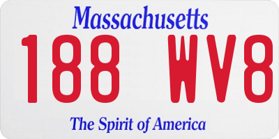 MA license plate 188WV8