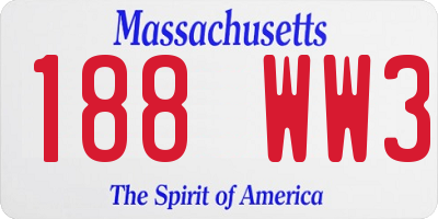 MA license plate 188WW3