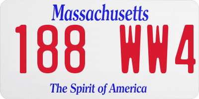 MA license plate 188WW4