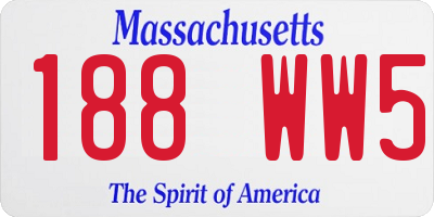 MA license plate 188WW5