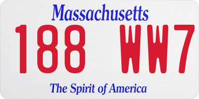 MA license plate 188WW7