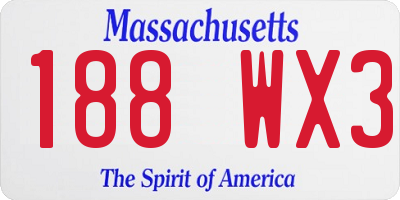 MA license plate 188WX3