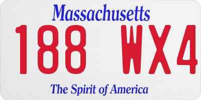 MA license plate 188WX4