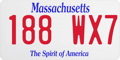 MA license plate 188WX7