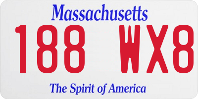 MA license plate 188WX8