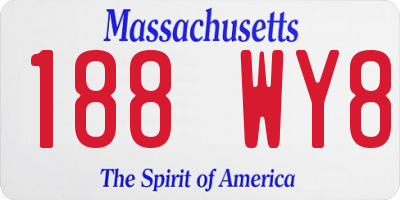 MA license plate 188WY8