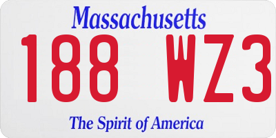 MA license plate 188WZ3
