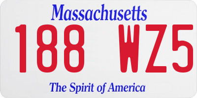 MA license plate 188WZ5