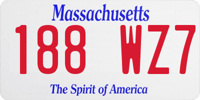 MA license plate 188WZ7