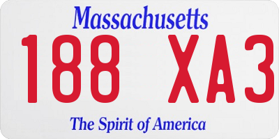 MA license plate 188XA3