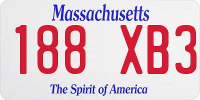 MA license plate 188XB3