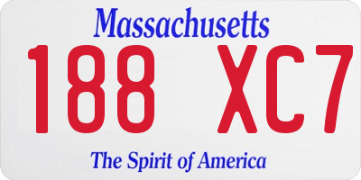 MA license plate 188XC7