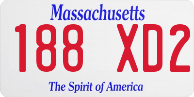 MA license plate 188XD2