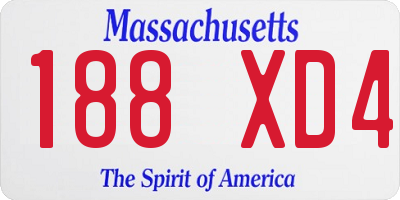 MA license plate 188XD4