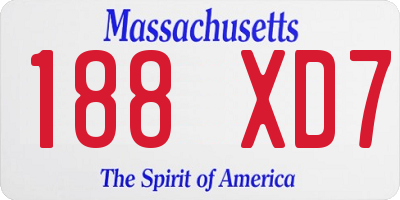 MA license plate 188XD7
