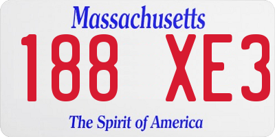 MA license plate 188XE3