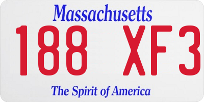 MA license plate 188XF3