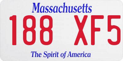 MA license plate 188XF5