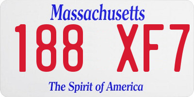 MA license plate 188XF7